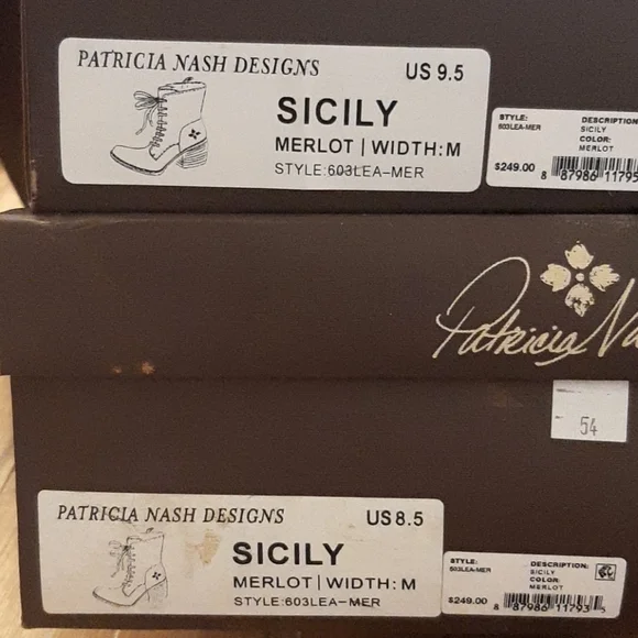 Patricia Nash Sicily Leather Heeled Boots Merlot Lace Up Zipper Size 8.5 - Picture 6 of 6